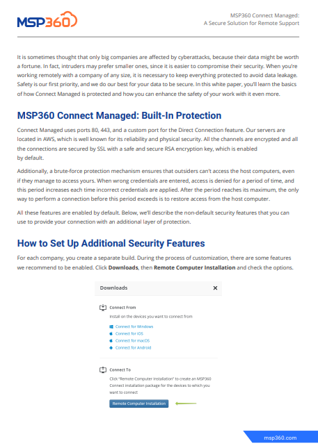 MSP360 Connect Managed: A Secure Solution for Remote Support