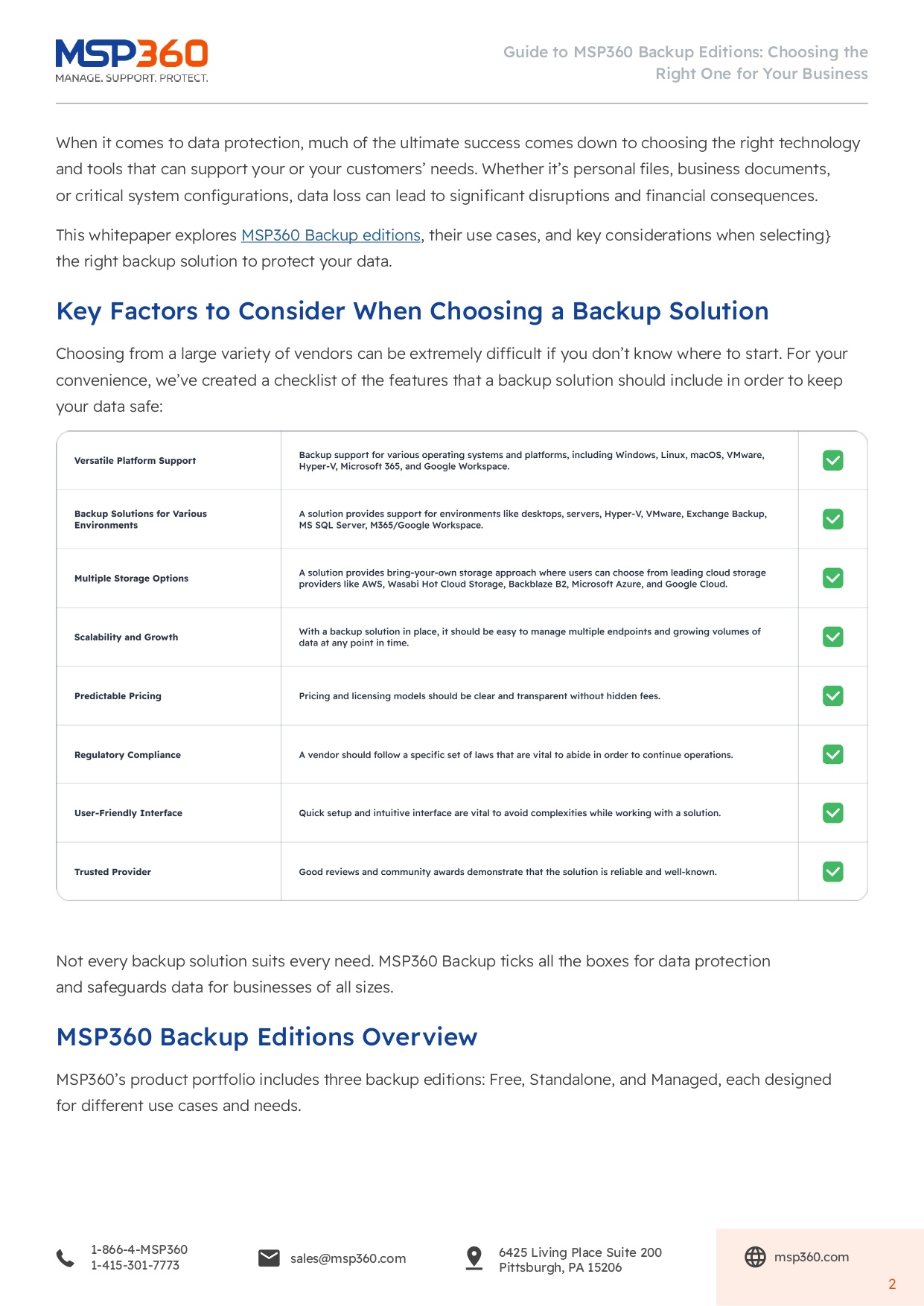 Guide to MSP360 Backup Editions