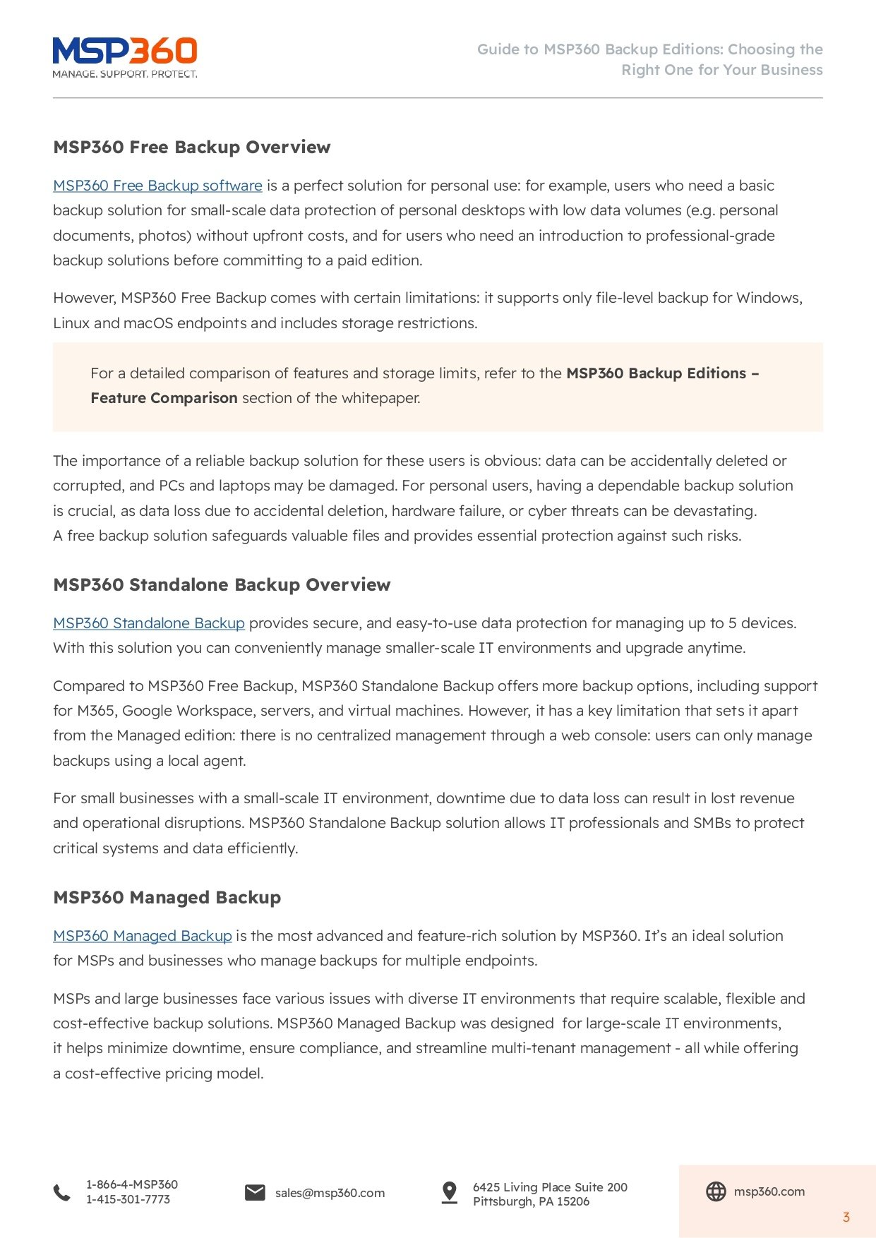Guide to MSP360 Backup Editions
